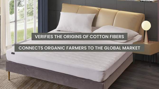 Farm To Home 100% Organic Cotton Quilted Wavy Down Alternative Mattress Pad, 2 of 7, play video