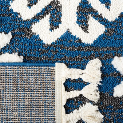 Moroccan Tassel Shag MTS652 Power Loomed Indoor Area Rug - Navy/Ivory - 6'7"x6'7" - Safavieh