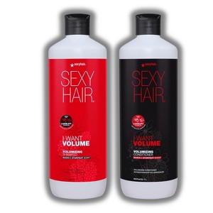 Sexy Hair I Want Volume Guava & Starfruit Scent Volumizing Shampoo & Conditioner (33.8 oz) DUO SET KIT - Adds Body Without Weight - 1 of 2