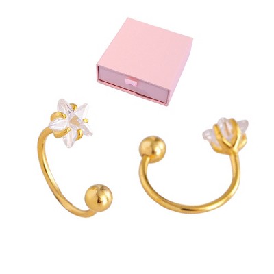 Splendid Gold Earrings for Women – Stylish White Gold Hoop Earrings with Exquisite Gold Huggies, Push-in Flat Back Stud Earrings