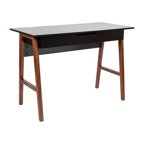 Flash Furniture Home Office Writing Computer Desk with Drawer - Table Desk  for Writing and Work, Black/Walnut