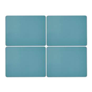 Pimpernel Evergreen Placemats, Set of 4, Cork-Backed Board, Azure, Hard, Heat Resistant Mat, Wipeable Placemat,15.7 x 11.7 Inch