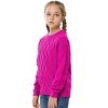 Girls Long Sleeve Cable Knit Sweater Crewneck Pullover Sweaters Kids Chunky Cute Fall Jumper Tops - 2 of 2