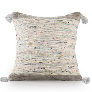 20" X 20" Brown and White Cotton Abstract Throw Pillow - 1 of 4
