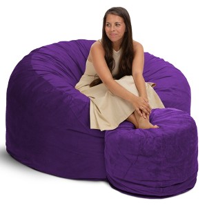 Ultimate Sack 4ft Bean Bag Chair and Footstool, Oversized Comfortable Indoor Floor Lounger, Giant Foam-Filled Furniture for Relaxing, Purple Suede - 1 of 4