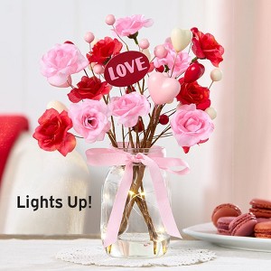 The Lakeside Collection Valentine's Fairy Light Vase with Heart Bouquet - 1 of 3
