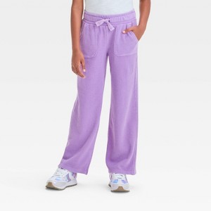 Girls' Pull-On Wide Leg Terry Pants - Cat & Jack™ - 1 of 3