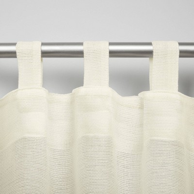 White Polyester Room-Darkening Tab Top Curtain Panels