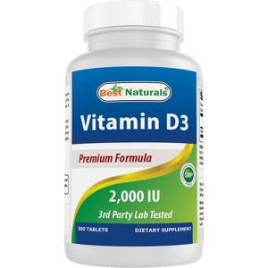 Best Naturals Vitamin D3 – 300 Tablets – Made in USA, Non-GMO, Gluten Free, No Artificial Color, Flavor or Preservatives – Dietary Supplement (2000 - 1 of 4