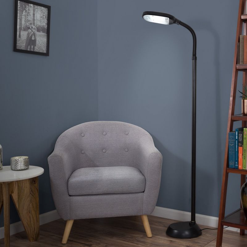 Adjustable Floor Lamp - 6ft Full Spectrum Natural Sunlight Lamp with Bendable Neck - Reading, Crafts, Esthetician Floor Light by Lavish Home (Black), 4 of 7