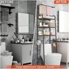 Over - Toilet Storage Rack 3 - Tier Bathroom Organizer Shelf with Hanging Bar Industrial Metal Frame Rustic Wood Shelves Space - 3 of 4