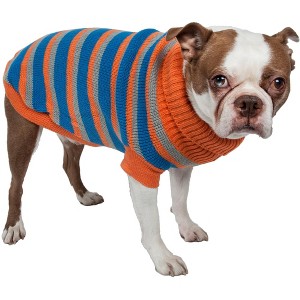 Pet Life (R) Heavy Cable Knit Striped Fashion Polo Dog Sweater - 1 of 4
