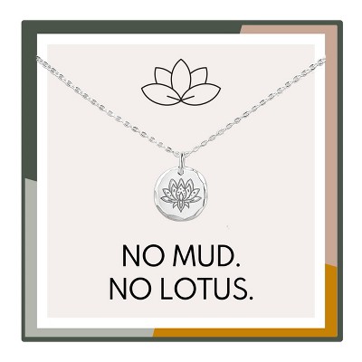 HOPE LOVE SHINE No Mud No Lotus Necklace – Gold or Silver – Mindfulness Strength Gift for Women