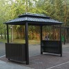 6x10FT Hardtop Grill Gazebo,Double Galvanized Steel Roof BBQ Canopy with Storage Cabinets And Ceiling Hooks-Maison Boucle - 2 of 4