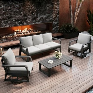 SUGOLD Aluminum Patio Conversation Set with Gray Cushions and Coffe Table - 1 of 4