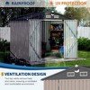 6x8 ft Outdoor Storage Shed with Solar Light, Large Outdoor Tool Storage with Lockable Doors and Sloping Roof, Metal Garden Shed for Backyard Patio - 3 of 4