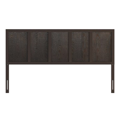 King Dark Brown Solid Wood and Metal Paneled Headboard