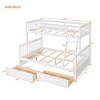 Twin over Full Bunk Bed with Storage Drawers, Solid Pine Wood Frame and Ladder with Guard Rails for Kids Teens - 2 of 4