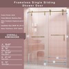 NicBex Shower Door 76" H Frameless Single Sliding Soft-closing Shower Doors, 5/16" (8mm) Thick Tempered Glass with Explosion-proof Film, Gold - 3 of 4