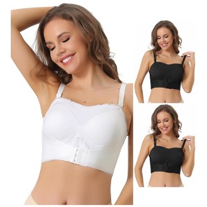 INSPIRE CHIC Women's Wirefree Breathable Push Up Front Bucking Support Strapless Bras 3 Packs - 1 of 4