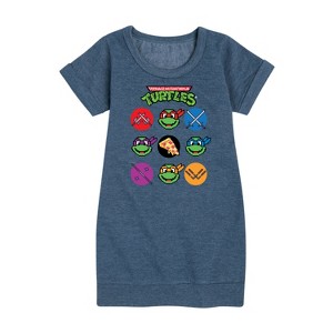 - Teenage Mutant Ninja Turtles - Turtles Character Grid Graphic Short Sleeve Fleece Dress - 1 of 4