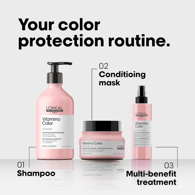 L'Oreal VITAMINO COLOR Shampoo (10.1 oz) & Conditioner (6.7 oz) DUO Set, Protects & Preserves Hair Color | Loreal Vitamin Kit, 4 of 9