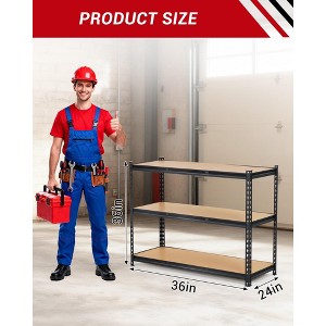 Heavy Duty Garage Shelving Units,3-Tier Adjustable Storage Shelves,60x24x36 in,Adjustable Storage Shelving, Metal Storage Utility Racks Shelf Unit - 1 of 4