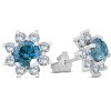 Pompeii3 2ct Treated Blue Diamond Halo Studs 14K White Gold - 2 of 4
