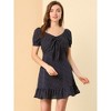 Allegra K Women's Vintage Tie Knot Sweetheart Neck Heart Print A-Line Ruffle Mini Dress - 3 of 4
