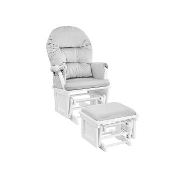 Suite Bebe Madison Glider and Ottoman - White Wood and Gray Fabric