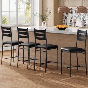 Nasitip Bar Stools Set, Faux Leather Bar Chair with Back, Counter Height Bar Stools with Footrest for Kitchen Island - 1 of 4