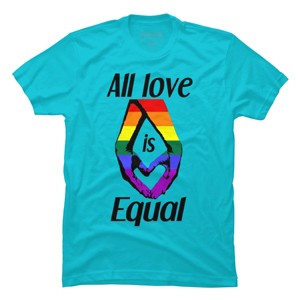 Adult Design By Humans Love is Equal Holding Hands Pride Flag By dnlribeiro88 T-Shirt - 1 of 2