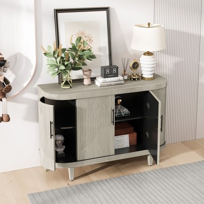 NicBex Curved Sideboard Cabinet with 4 Doors Modern Freestanding Buffet Storage Cabinet with Adjustable Interior Shelves for Kitchen,Living Room