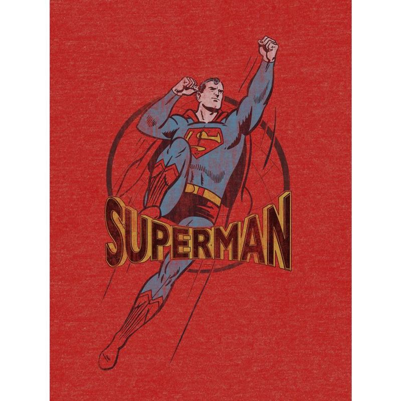 Superman Distressed Flying Pose Boy's Red T-shirt, 2 of 4