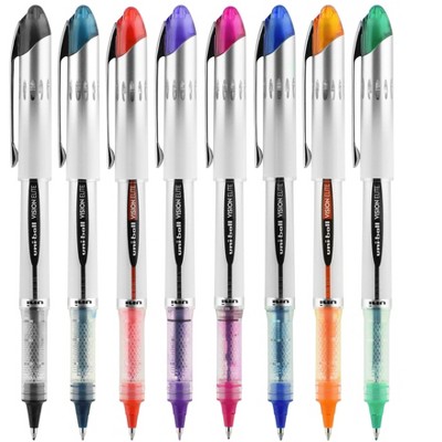 uni Vision Elite Roller Ball Stick Pen, 0.8 mm Bold Tip, Assorted Colors, Set of 8