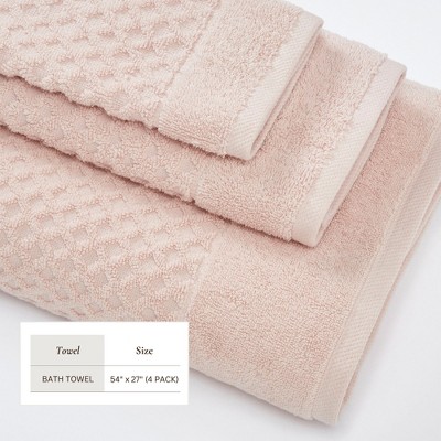Blush Cotton Quick-Dry Diamond Textured Bath Towel Set