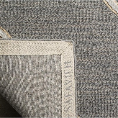 Hand-Tufted Slate & Beige Floral Wool-Silk Rectangular Rug