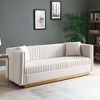 NicBex 78 Inch Velvet Couch,Vertical Channel Tufted 3-Seater Sofa with 2 Pillows for Living Room,Office,Apartment - 2 of 4