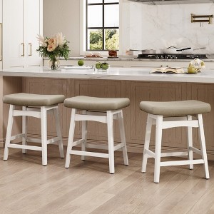 Captiva Designs 24 inch Height Bar Stool with Padded Seat & Solid Wood Frame & Footrest - 1 of 4