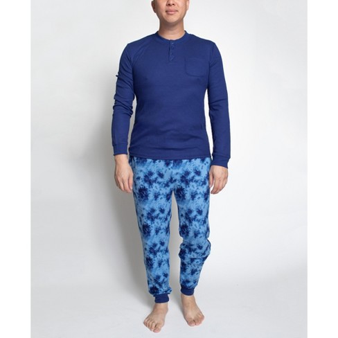 Alpine Swiss Mens Pajama Set Cotton Shirt and Polar Fleece Pants