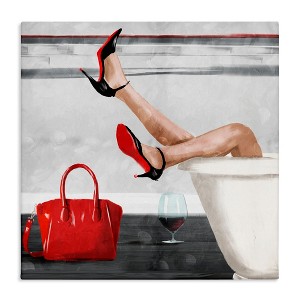 Stupell Industries Women's Fashion Bathroom Red Wine Heels Canvas Art, 30" x 30" - 1 of 4