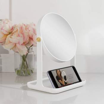10.5" Round Back to School Makeup Mirror with Accessory Tray and Phone Holder - Zadro