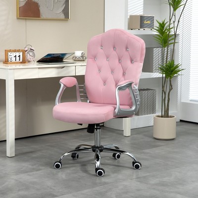 NicBex Office Chair with Height Adjustable Modern Velvet Button Tufted Computer Chair with Armrests, 5 Casters for Office, Study, Bedroom