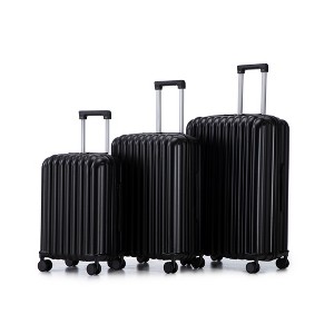 Gulches 20"/24"/28" 3 pcs/set in ABS Spinner Wheel Luggage, Carry on Suitcase, with Cup Holder & USB Port & Phone Holder (Black) - 1 of 4