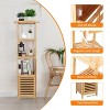 Artloge Tall Bamboo Freestanding Storage Cabinet Bathroom Storage Organizer Toilet Corner Rack with 4 Shelve & 3 Hooks - 4 of 4