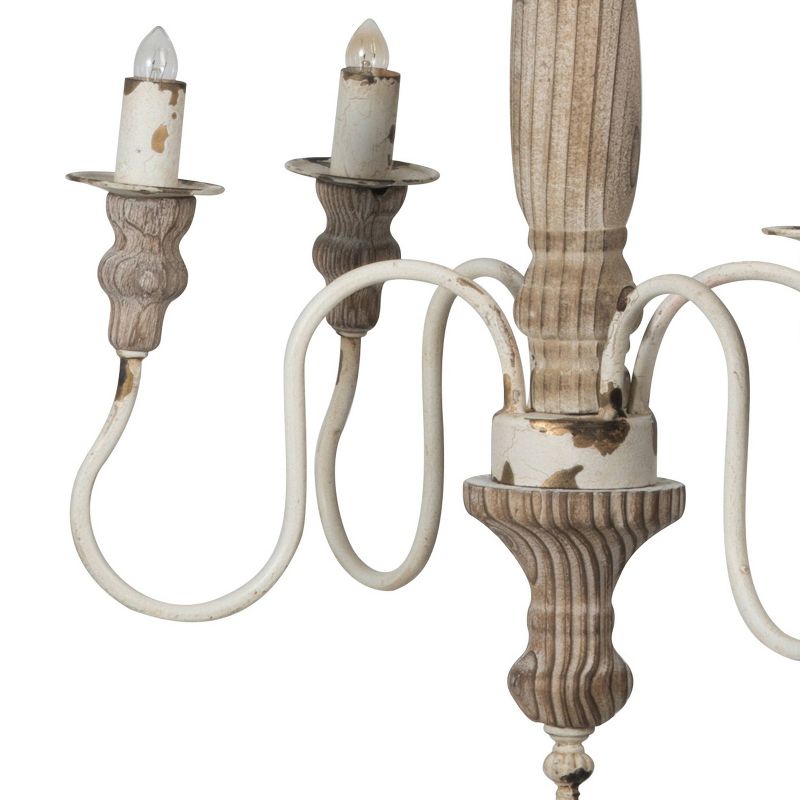 4-Light Chandelier Ceiling Light Natural/Distressed White - A&#38;B Home, 4 of 5