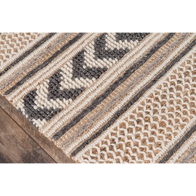 Esme Charcoal and Beige Geometric Wool Area Rug
