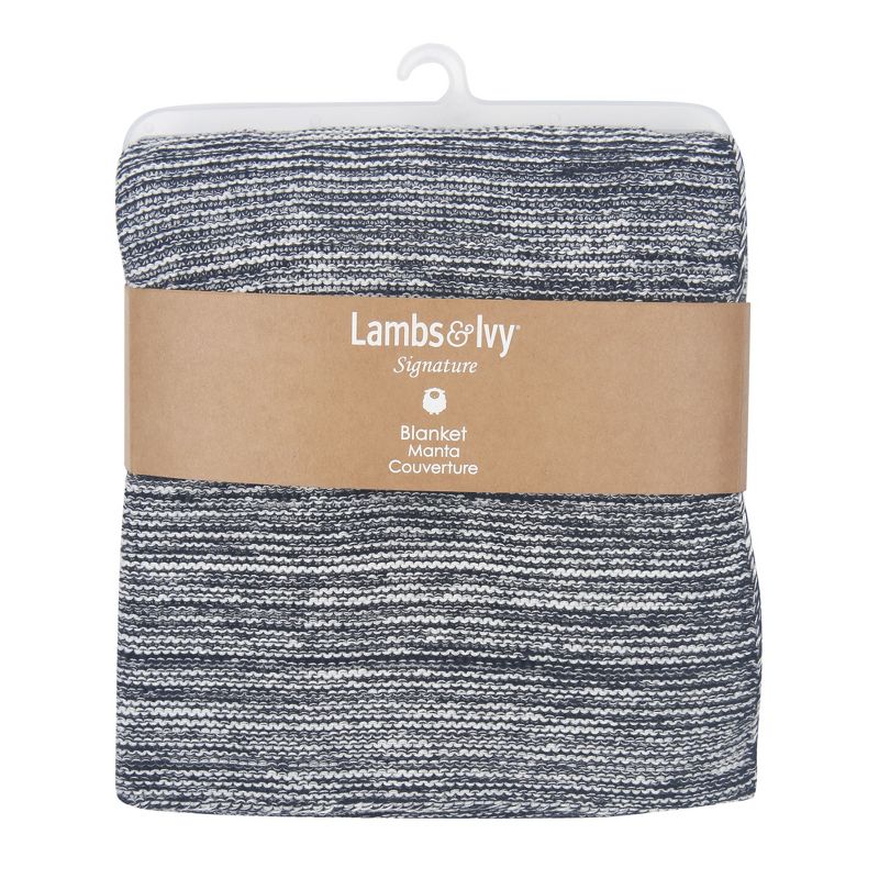 Lambs & Ivy Signature Blue/White 100% Cotton Marl Textured Knit Baby Blanket, 5 of 6
