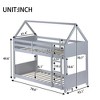 TiramisuBest Full Size House Floor Wooden Bed with Roof Frame Safety Guardrails Imaginative Playhouse Design for Kids Bedroom - 3 of 4