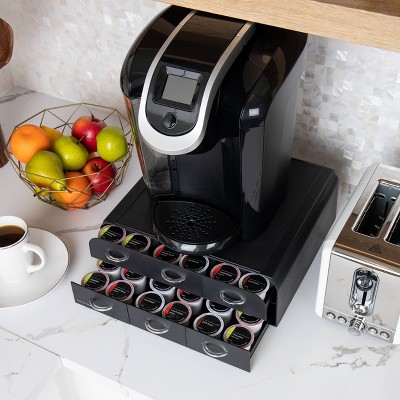 Black Plastic Coffee Pod Organizer with 2 Drawers